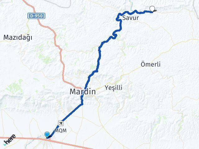 Mardin Kızıltepe Dereiçi Savur Arası Kaç Km - Yol Haritası