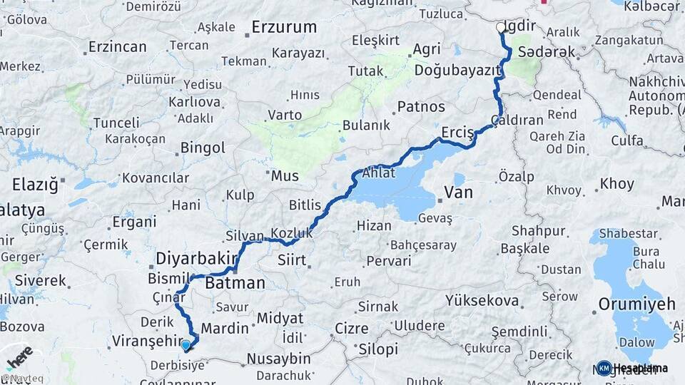 Mardin Kızıltepe Iğdır Arası Kaç Km - Yol Haritası