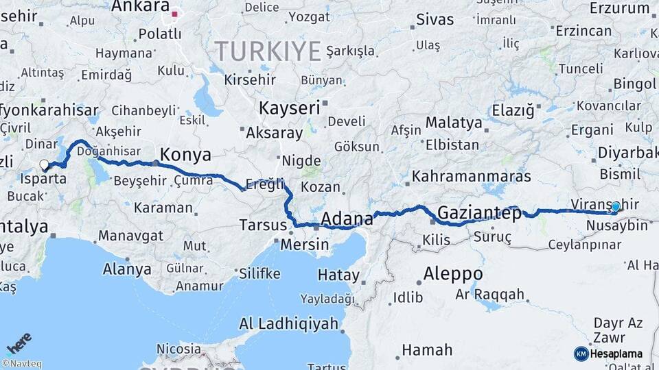 Mardin Kızıltepe Isparta Arası Kaç Km - Yol Haritası
