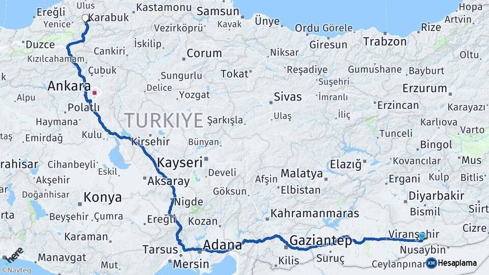Mardin Kızıltepe Karabük Arası Kaç Km - Yol Haritası