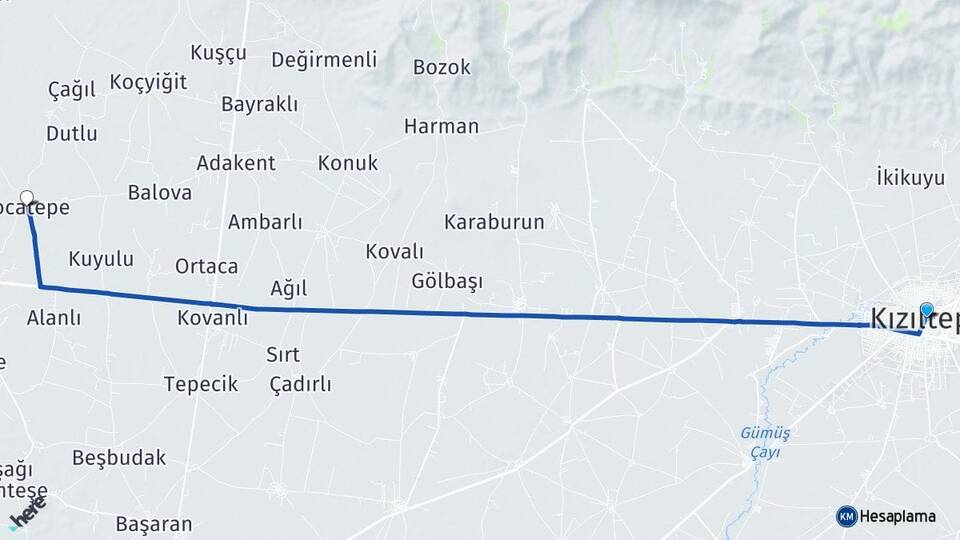Mardin Kızıltepe Kocatepe Derik Arası Kaç Km - Yol Haritası