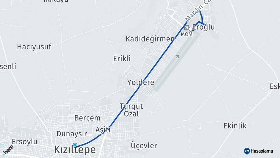 Mardin Kızıltepe Mardin Havalimanı Arası Kaç Km - Yol Haritası