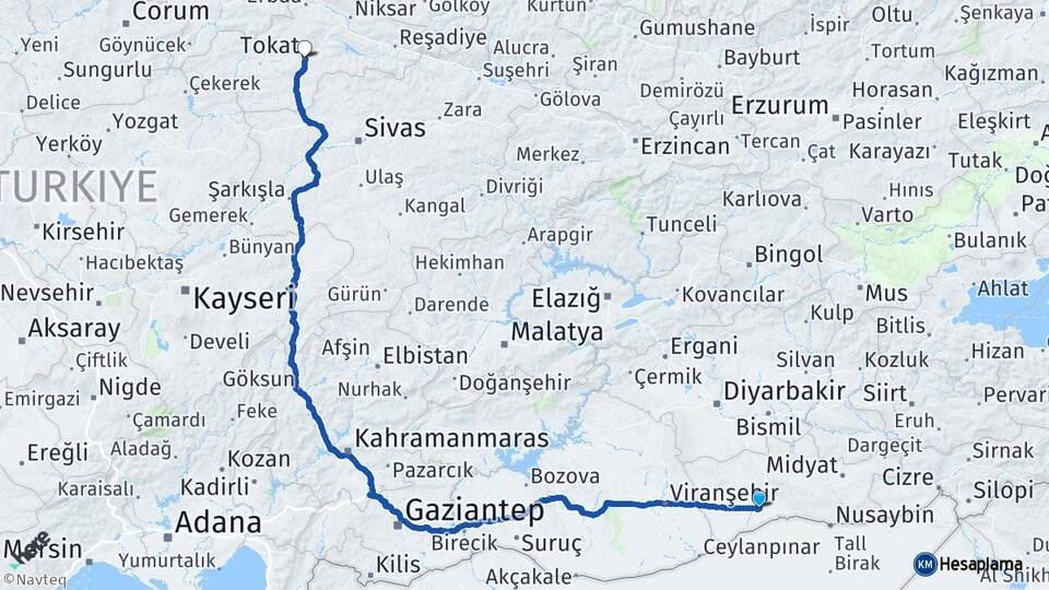 Mardin Kızıltepe Tokat Arası Kaç Km - Yol Haritası