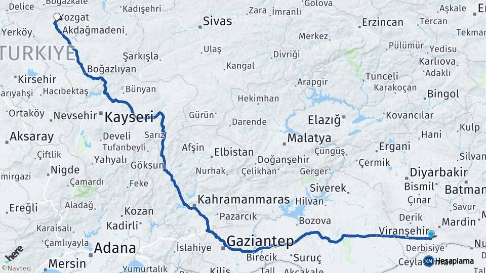 Mardin Kızıltepe Yozgat Arası Kaç Km - Yol Haritası