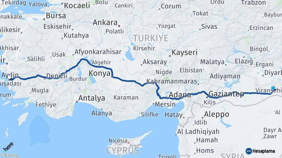 Mardin Kuşadası Aydın Arası Kaç Km - Yol Haritası