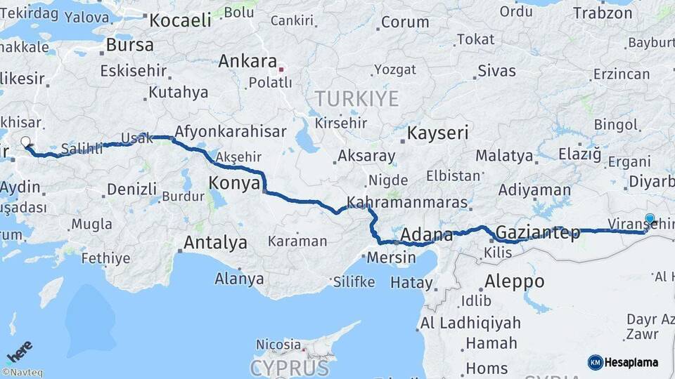 Mardin Manisa Arası Kaç Km - Yol Haritası