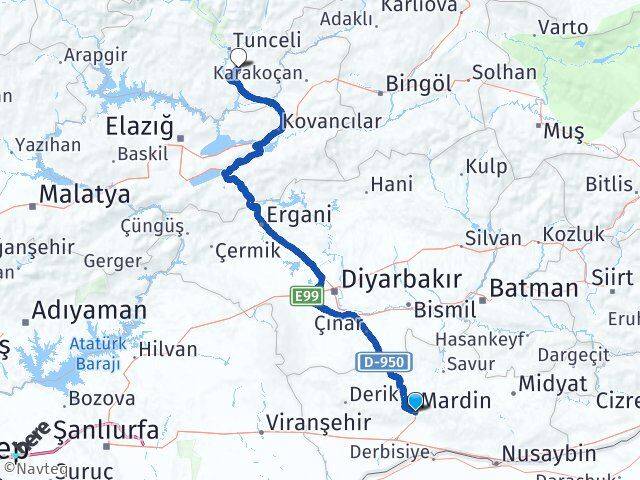 Mardin Mazgirt Tunceli Arası Kaç Km - Yol Haritası