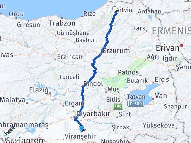 Mardin Mazıdağı Artvin Arası Kaç Km - Yol Haritası
