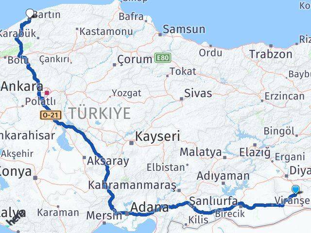 Mardin Mazıdağı Bartın Arası Kaç Km - Yol Haritası