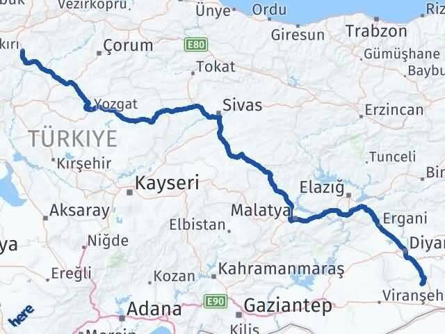 Mardin Mazıdağı Çankırı Arası Kaç Km - Yol Haritası