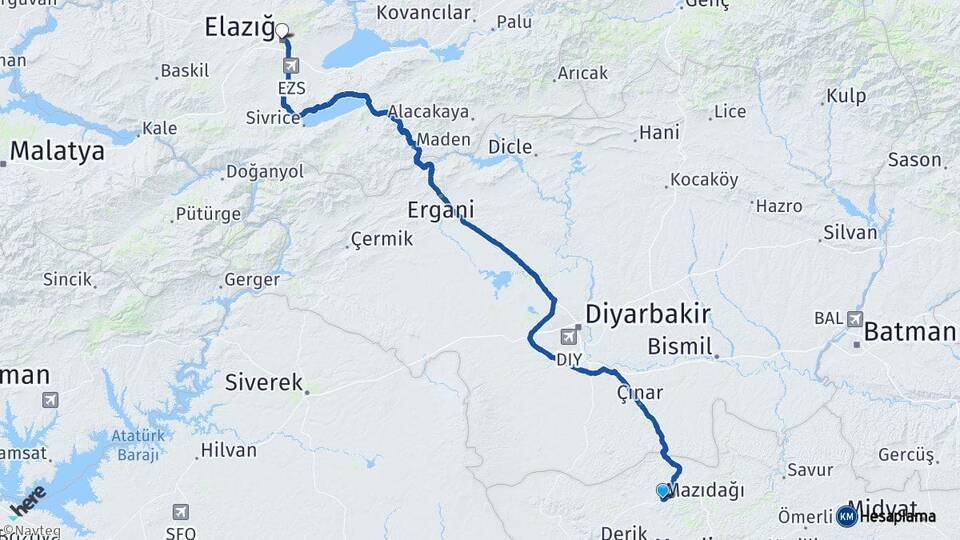 Mazıdağı Elazığ Arası Kaç Km - Yol Tarifi