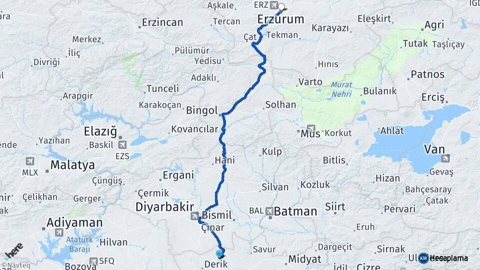 Mardin Mazıdağı Erzurum Arası Kaç Km - Yol Haritası