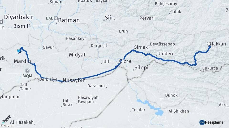 Mardin Mazıdağı Hakkari Arası Kaç Km - Yol Haritası