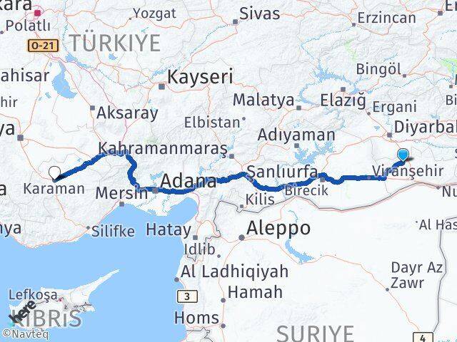 Mardin Mazıdağı Karaman Arası Kaç Km - Yol Haritası