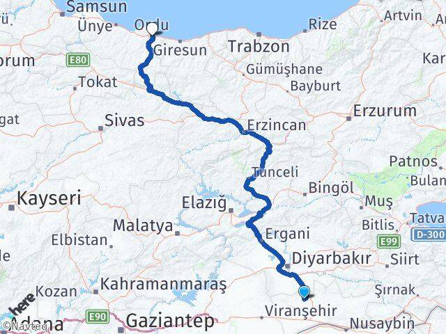 Mardin Mazıdağı Ordu Arası Kaç Km - Yol Haritası