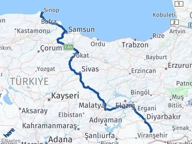 Mardin Mazıdağı Sinop Arası Kaç Km - Yol Haritası