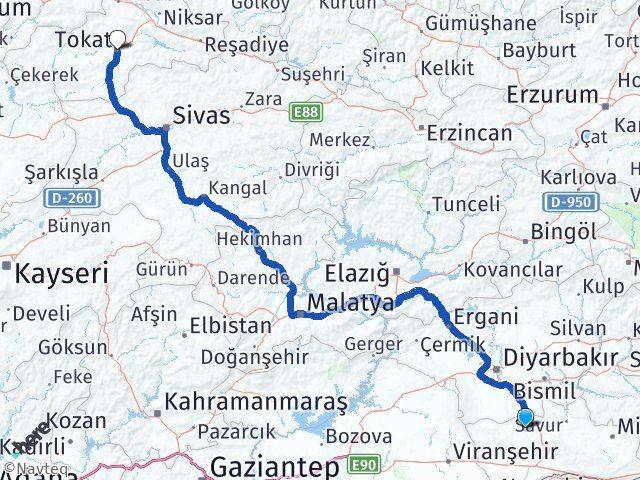 Mardin Mazıdağı Tokat Arası Kaç Km - Yol Haritası