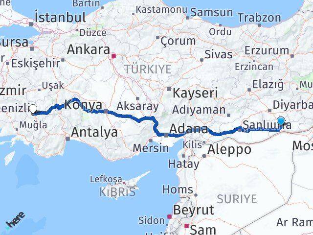 Mardin Merkezefendi Denizli Arası Kaç Km - Yol Haritası