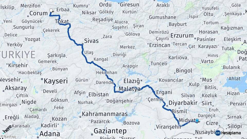 Mardin Midyat Amasya Arası Kaç Km - Yol Haritası