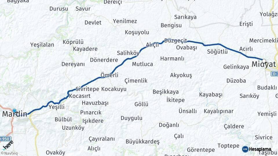 Mardin Midyat Arası Kaç Km - Yol Haritası