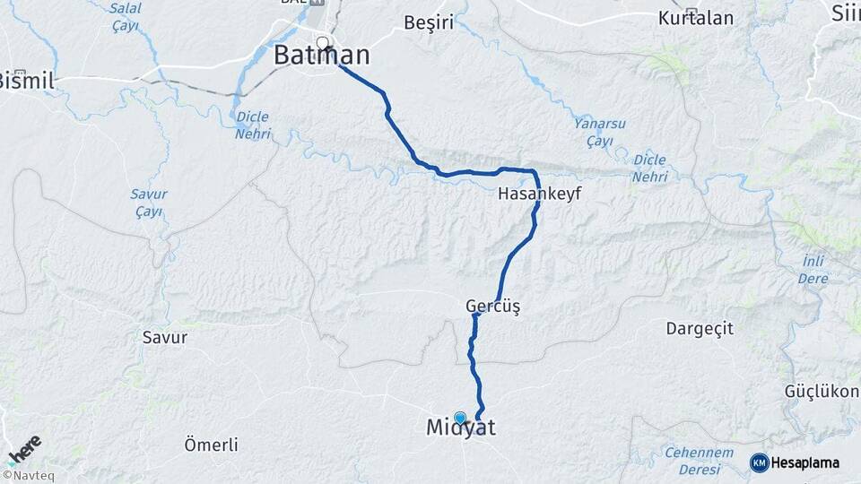 Mardin Midyat Batman Arası Kaç Km - Yol Haritası