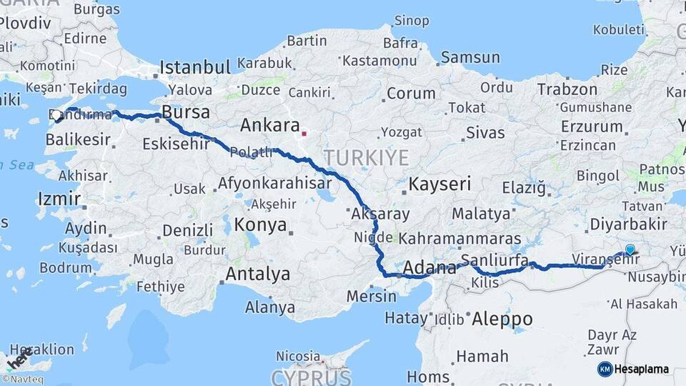 Mardin Midyat Çanakkale Arası Kaç Km - Yol Haritası
