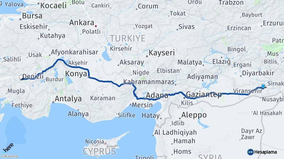 Mardin Midyat Denizli Arası Kaç Km - Yol Haritası