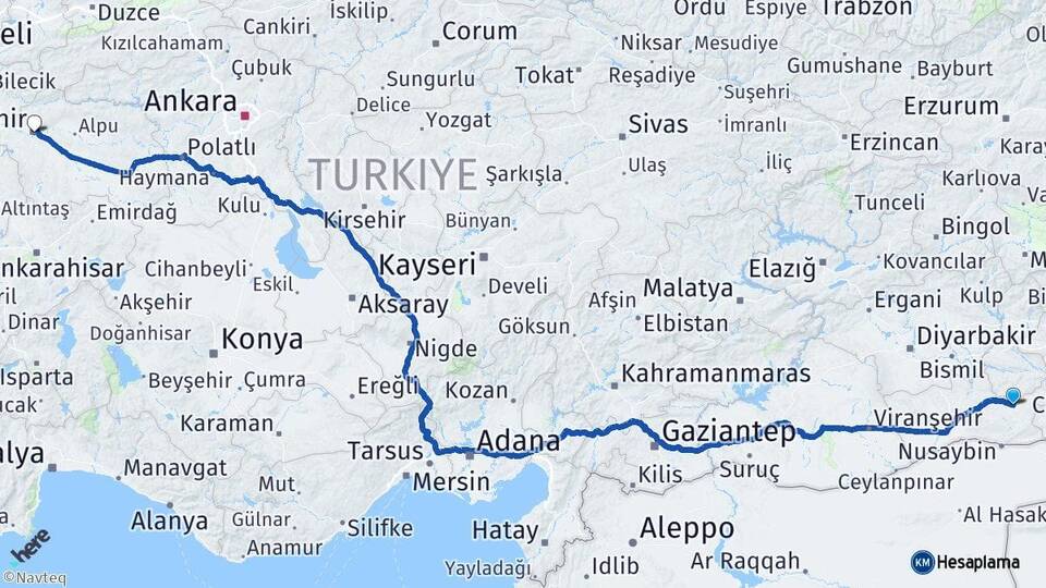 Mardin Midyat Eskişehir Arası Kaç Km - Yol Haritası