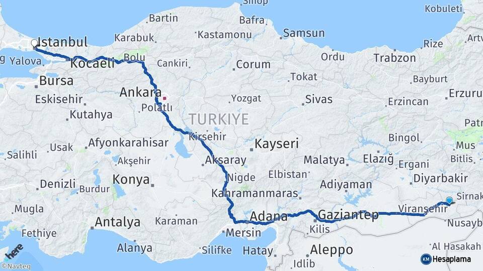 Mardin Midyat İstanbul Arası Kaç Km - Yol Haritası