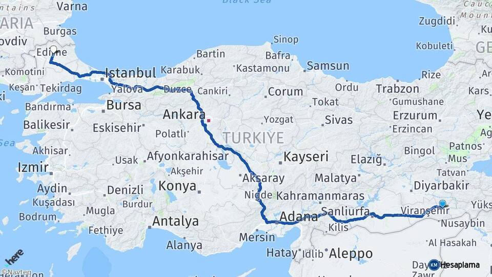 Mardin Midyat Kırklareli Arası Kaç Km - Yol Haritası