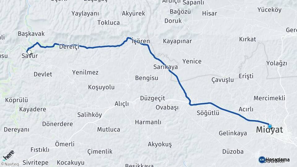 Mardin Midyat Savur Arası Kaç Km - Yol Haritası