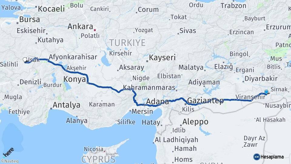 Mardin Midyat Uşak Arası Kaç Km - Yol Haritası