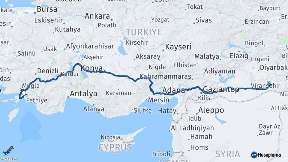 Mardin Muğla Arası Kaç Km - Yol Haritası