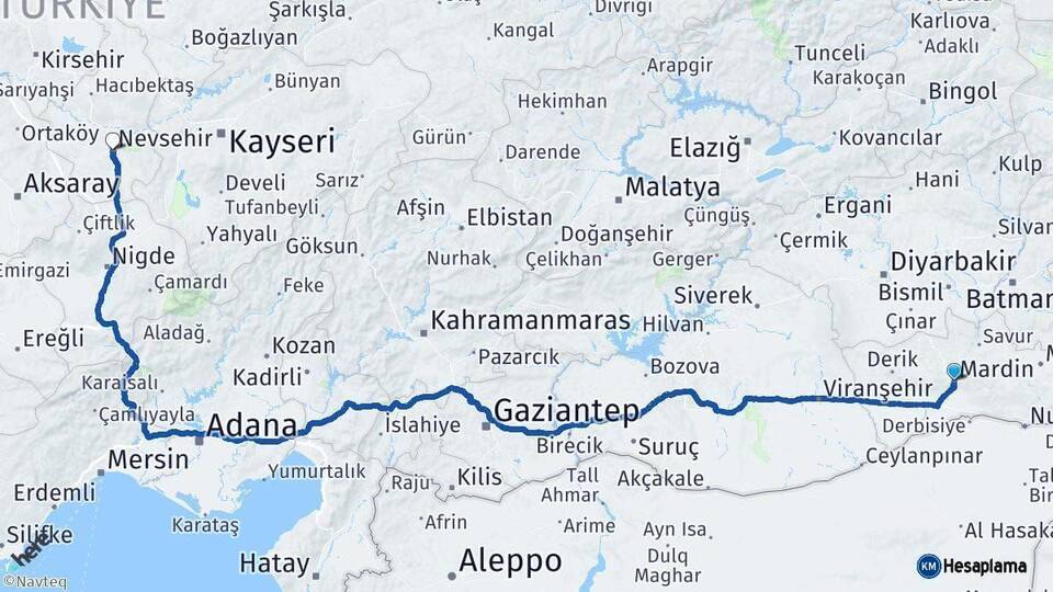 Mardin Nevşehir Arası Kaç Km - Yol Haritası