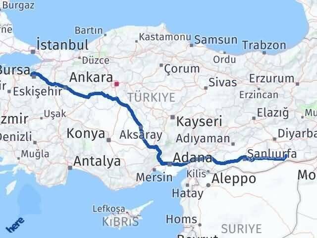 Mardin Nilüfer Bursa Arası Kaç Km - Yol Haritası