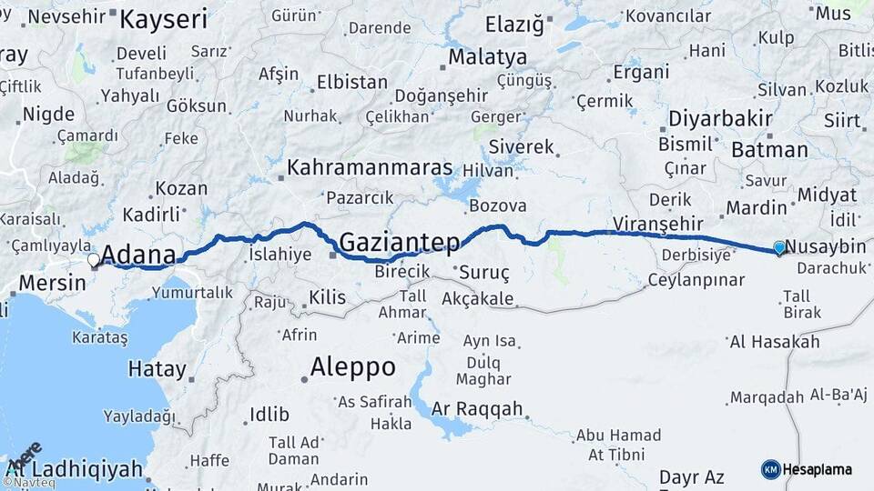 Mardin Nusaybin Adana Arası Kaç Km - Yol Haritası