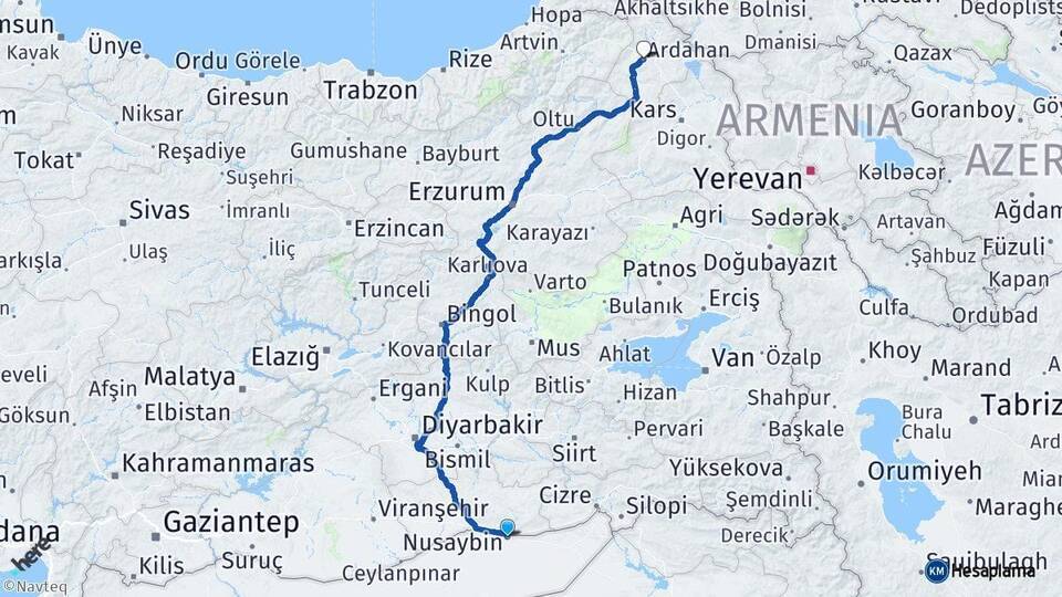 Nusaybin Ardahan Arası Kaç Km - Yol Tarifi