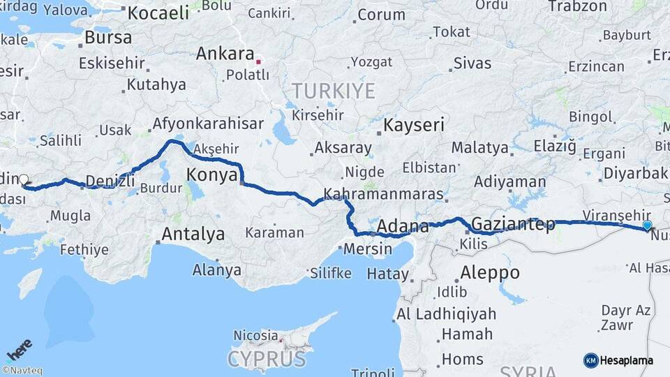 Mardin Nusaybin Aydın Arası Kaç Km - Yol Haritası