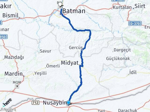 Mardin Nusaybin Batman Havalimanı Arası Kaç Km - Yol Haritası