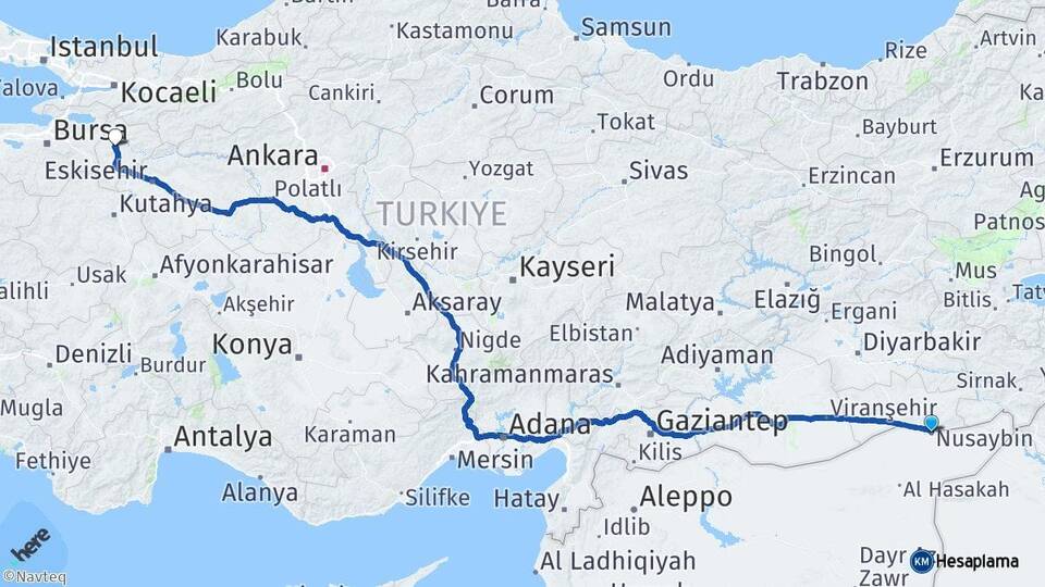 Mardin Nusaybin Bilecik Arası Kaç Km - Yol Haritası
