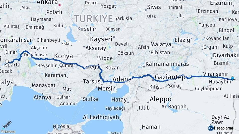 Mardin Nusaybin Burdur Arası Kaç Km - Yol Haritası
