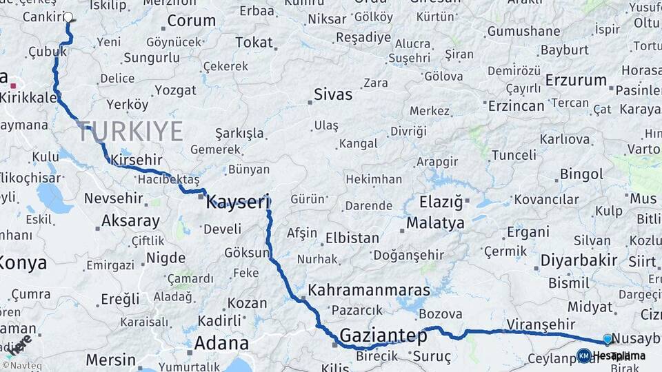Mardin Nusaybin Çankırı Arası Kaç Km - Yol Haritası
