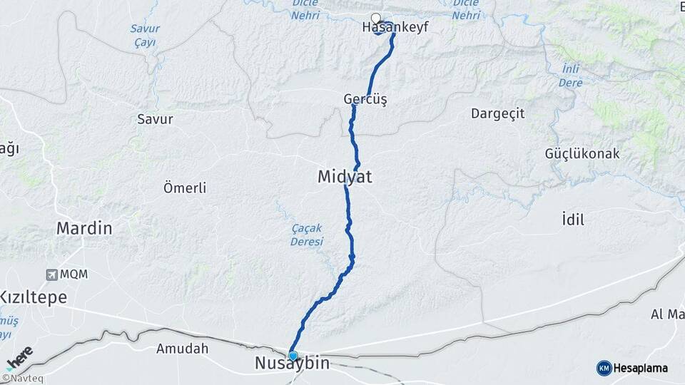 Mardin Nusaybin Hasankeyf Batman Arası Kaç Km - Yol Haritası