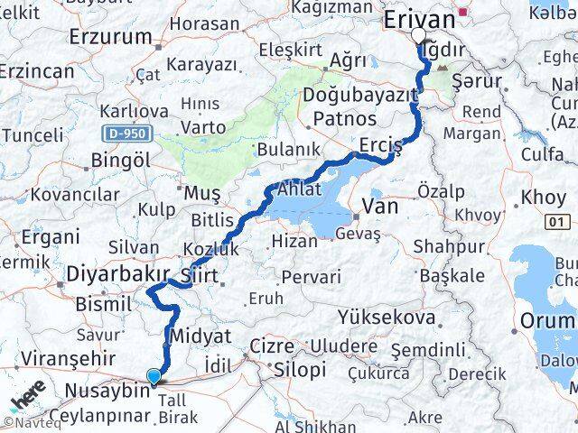 Mardin Nusaybin Iğdır Arası Kaç Km - Yol Haritası