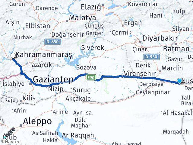 Mardin Nusaybin Kahramanmaraş Arası Kaç Km - Yol Haritası