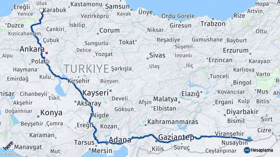 Mardin Nusaybin Karabük Arası Kaç Km - Yol Haritası