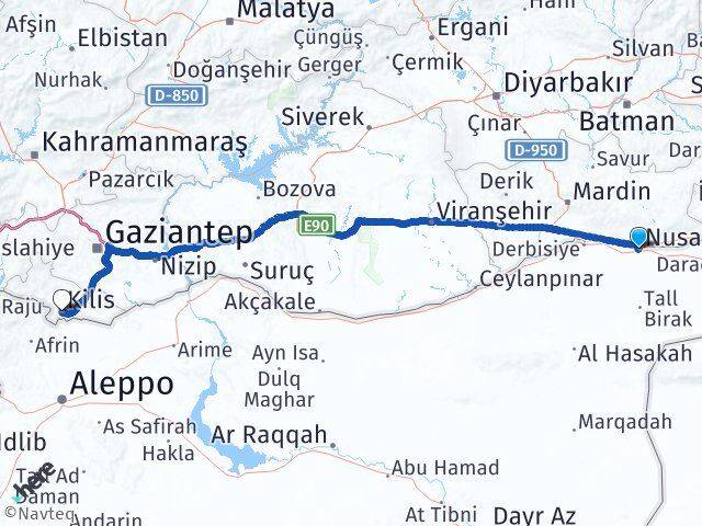Mardin Nusaybin Kilis Arası Kaç Km - Yol Haritası