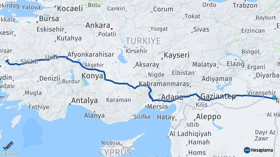 Mardin Nusaybin Manisa Arası Kaç Km - Yol Haritası