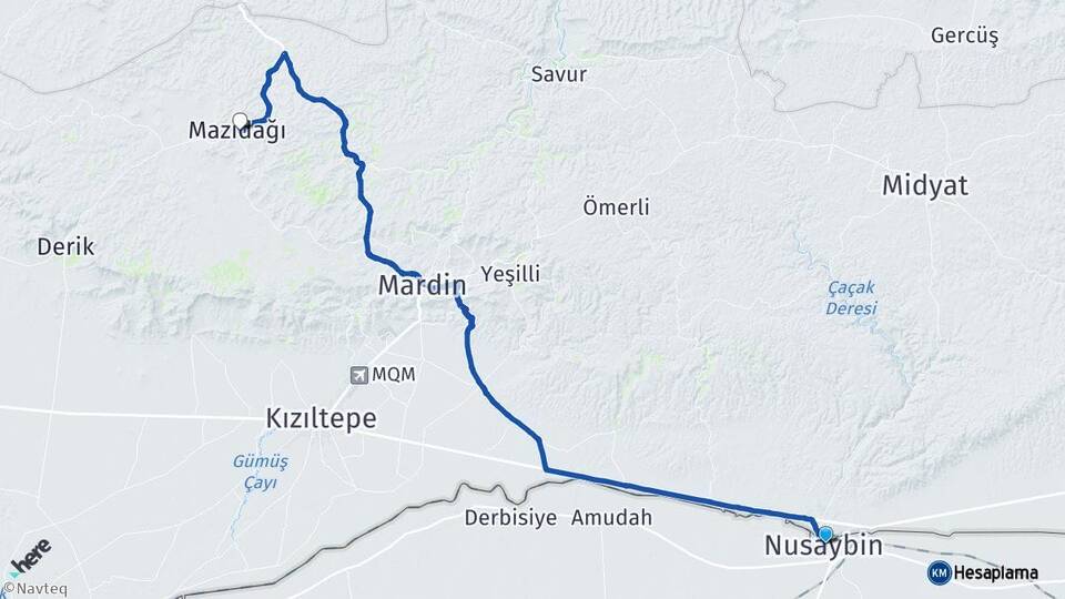 Mardin Nusaybin Mazıdağı Arası Kaç Km - Yol Haritası
