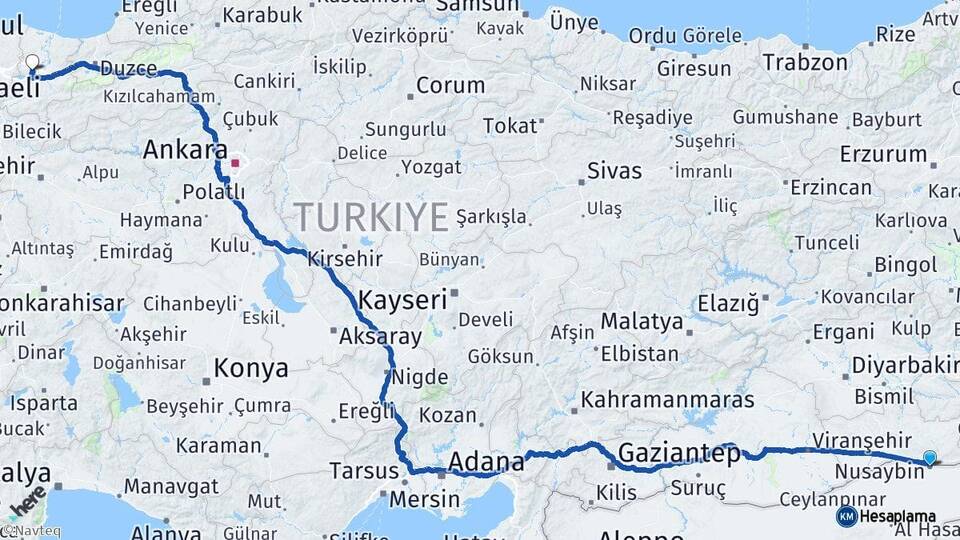 Mardin Nusaybin Sakarya Arası Kaç Km - Yol Haritası